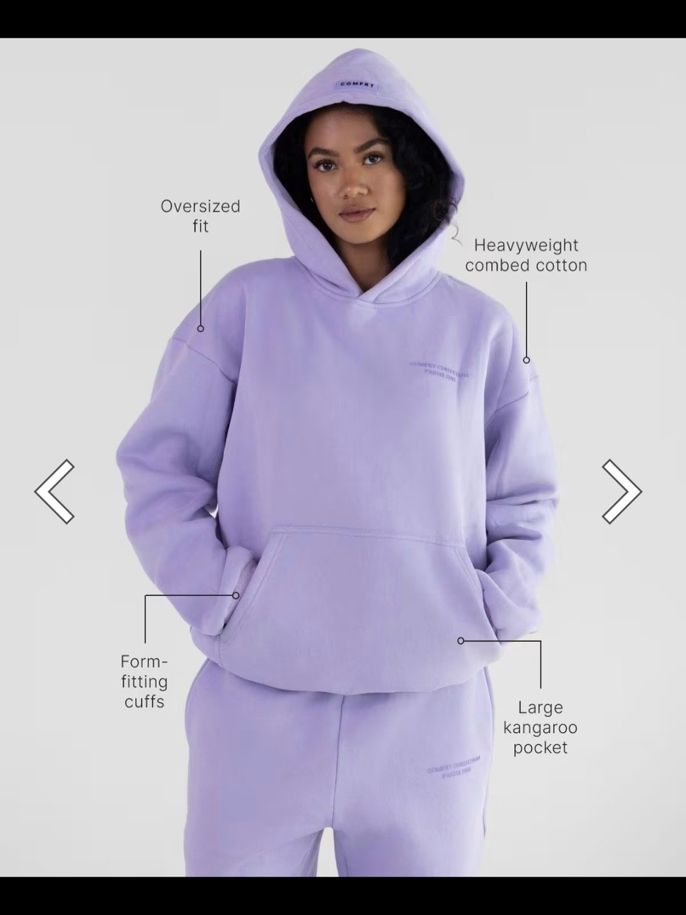 Comfrt Collection Pastel Edit Hoodie Limited Edition: Lavender NWOT - Picture 2 of 7